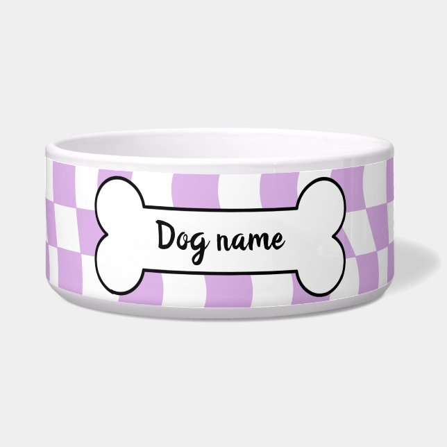 Tigela Pet Name Bowl, com risca rosa (Frente)