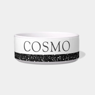 Tigela Pet Name Bowl de Glitter Preto
