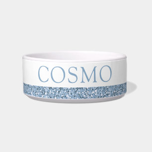 Tigela Pet Name Bowl - Dusty Muted Blue Glitter