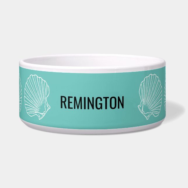 Tigela Pet Name Custom Beach Sea Shelal (Frente)