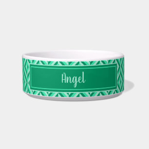 Tigela Pet Name Green Three-Tone Diamond Standard (Padrão
