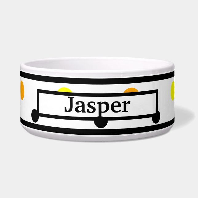 Tigela Pet Name Orange Yellow Bolinhas Bowl (Frente)