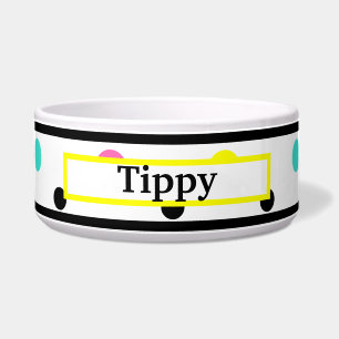 Tigela Pet Name Yellow Blue Bolinhas Bowl