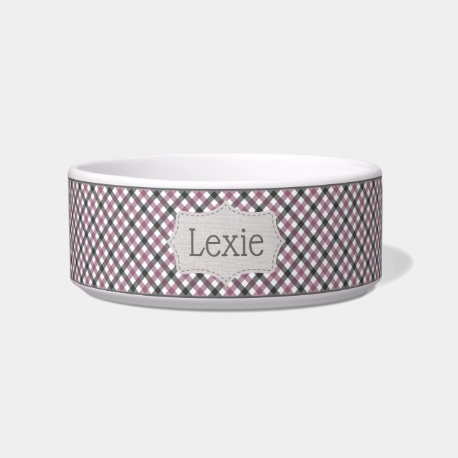 Tigela Pet Personalizada de Xadrez de Morango (Frente)