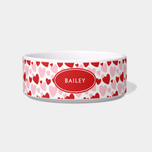 Tigela Pet Personalizado de Coração Corante Vermelho Cor-