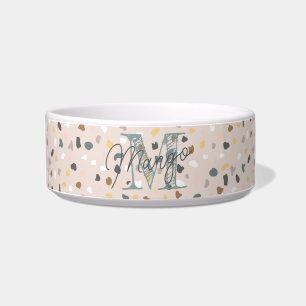 Tigela Pet Personalizado de Monograma do Terrazzo