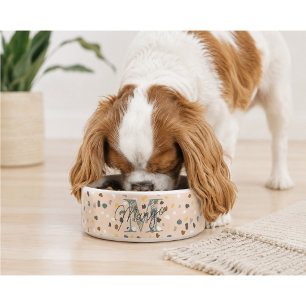 Tigela Pet Personalizado de Monograma do Terrazzo