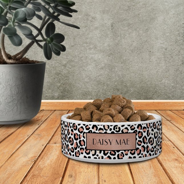 Tigela Pet Personalizado do Padrão Leopardo Dourado de Ro (Criador carregado)