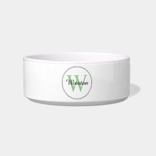Tigela Pet Personalizado Monograma Verde Pet Branco