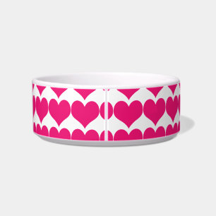 Tigela Pink Cute Hearts Pattern Cat Bowl