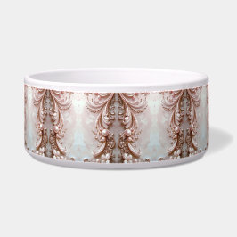 Tigela Pink Ornate Pearl and Floral Ceramic Pet Bowl