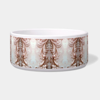 Tigela Pink Ornate Pearl and Floral Ceramic Pet Bowl
