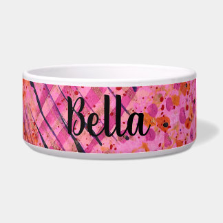Tigela Pink Purple Abstract Painting Ceramic Pet Bowl