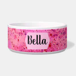 Tigela Pink Purple Abstract Personalized Ceramic Pet Bowl