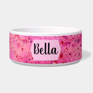 Tigela Pink Purple Abstract Personalized Ceramic Pet Bowl