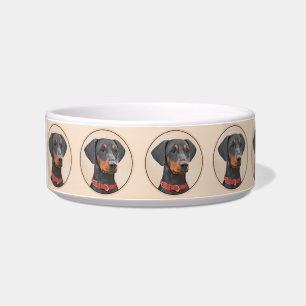 Tigela Pintura Alemã Pinscher Pintura Original Arte Anima