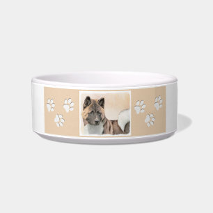 Tigela Pintura de Akita - Arte Cão Original
