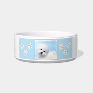 Tigela Pintura de Bichon Frise - Arte de Cachorro Origina