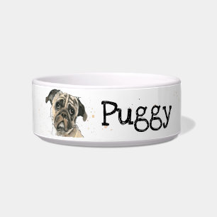 Tigela Pintura de Pug engraçada e engraçada Espetacular