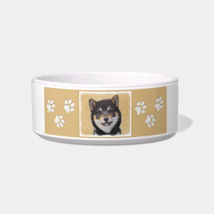 Tigela Pintura de Shiba Inu (Preto e Latão) - Arte Canin