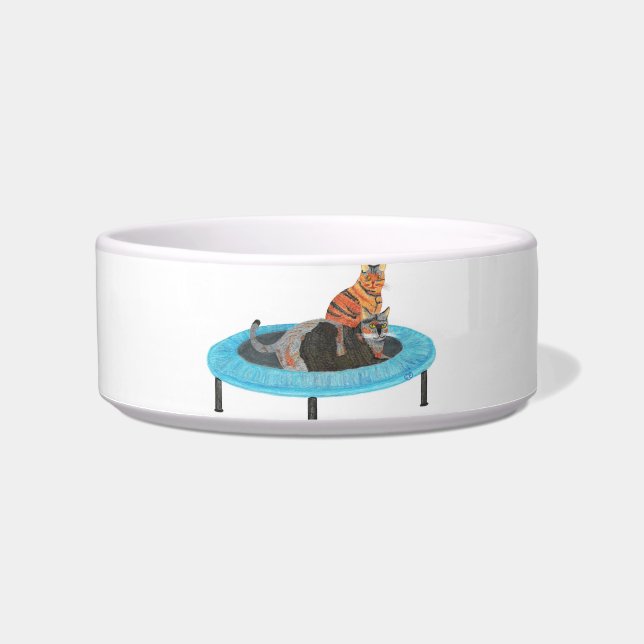 Tigela Pintura Engraçada De Gatos De Trampola, Pet Dish (Frente)
