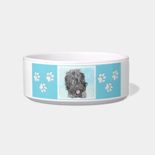 Tigela Pintura Terrier russa negra - Cachorro original bo