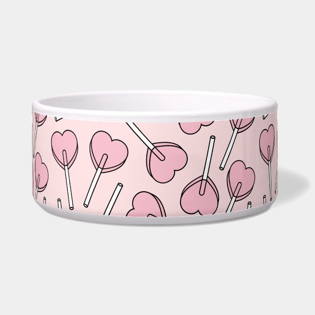 Tigela Pirulitos Cor-de-Rosa, Pirulitos em Forma de Coraç (Frente)