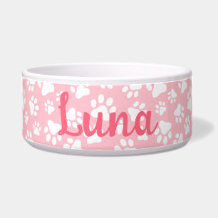 Tigela Pista de Cachorro Cachorro Branca e Rosa Pastel