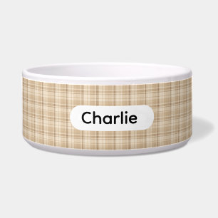 Tigela Plaid Personalizado de Estilo Fazenda Bege para An
