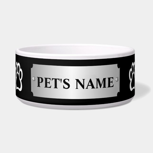 Tigela Plate Dog Bowl - Nome Metálico Personalizado (Frente)