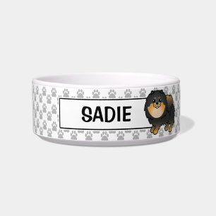 Tigela Pomerânia e nome de Pet, de raça branca e negra
