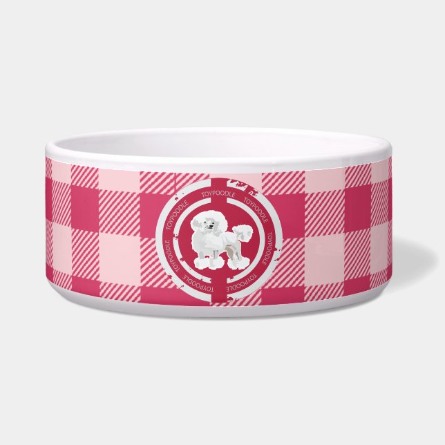 Tigela Poodle de Brinquedo Cão (tema rosa) (Frente)