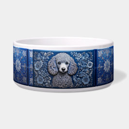 Tigela Poodle de estanho azul