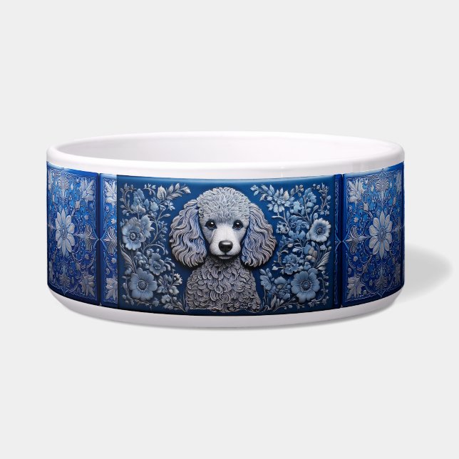 Tigela Poodle de Lata Azul (Frente)
