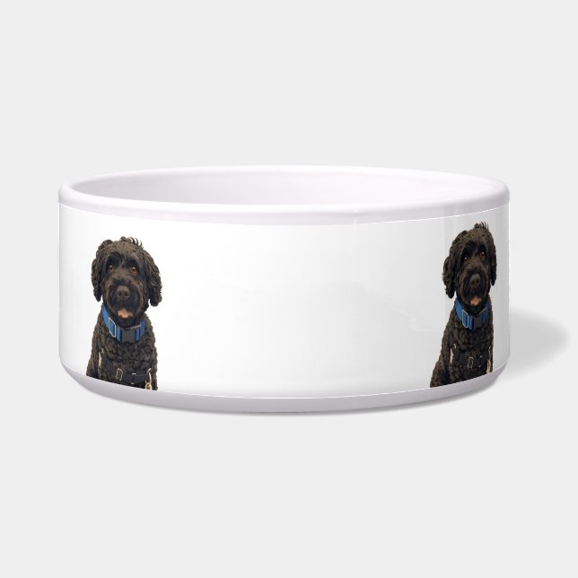 Tigela Portuguese Water Dogs Cute Dog Ceramic Pet Bowl (Frente)