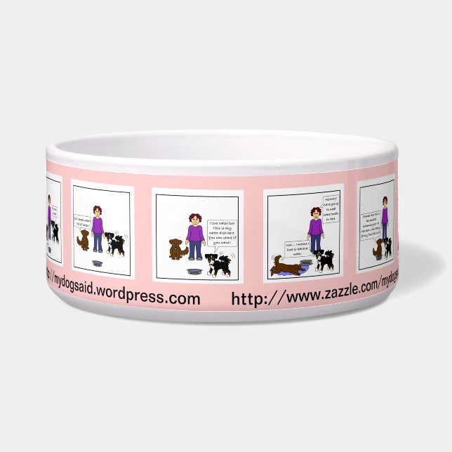 Tigela Prato novo do cão dos desenhos animados da piscina (Frente)