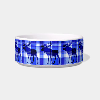 Tigela Prato russo de alce azul-xadrez