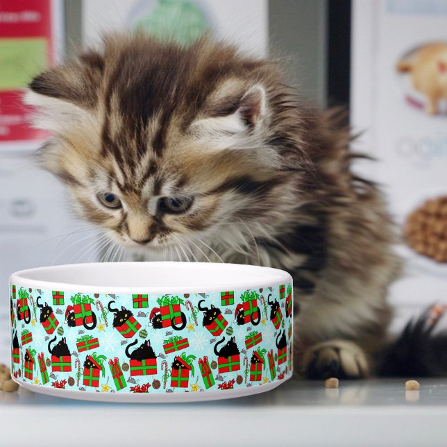 Tigela Presentes de Natal de Gato Negro (Criador carregado)