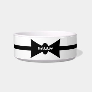 Tigela Preto Dapper BowTie do gatinho personalizado