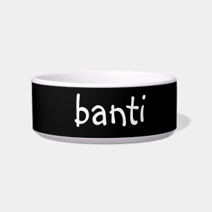 Tigela preto e branco recurso de nome personalizável pet