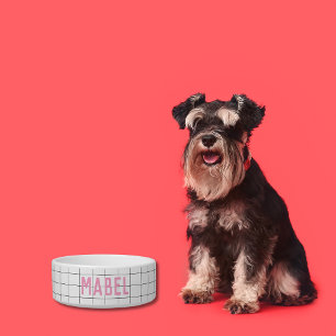 Tigela Preto Geométrico Moderno, Branco e Rosa Brilhante