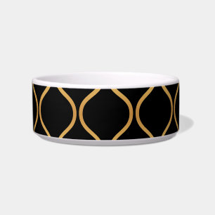 Tigela Preto, ouro, design abstrato legal, na moda, retro