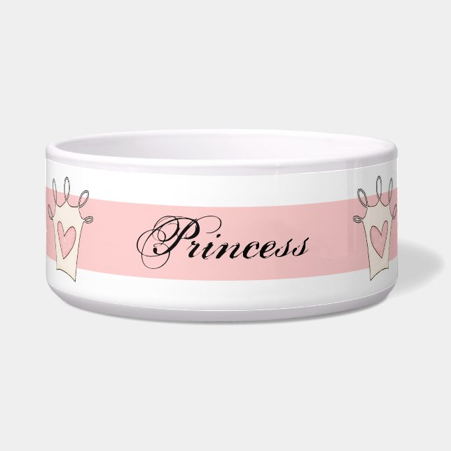 Tigela Princesa cor-de-rosa personalizada Cão Bacia (Frente)