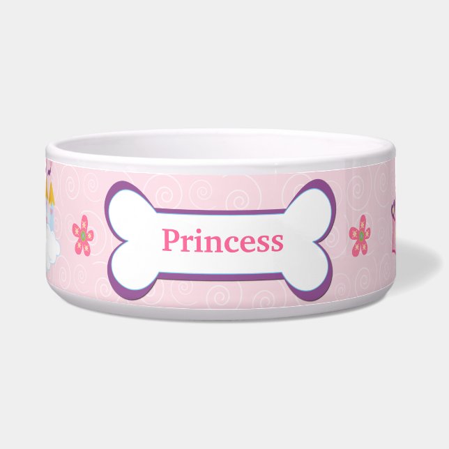 Tigela Princesa Pet Dog Comida Bowl - Rosa (Frente)