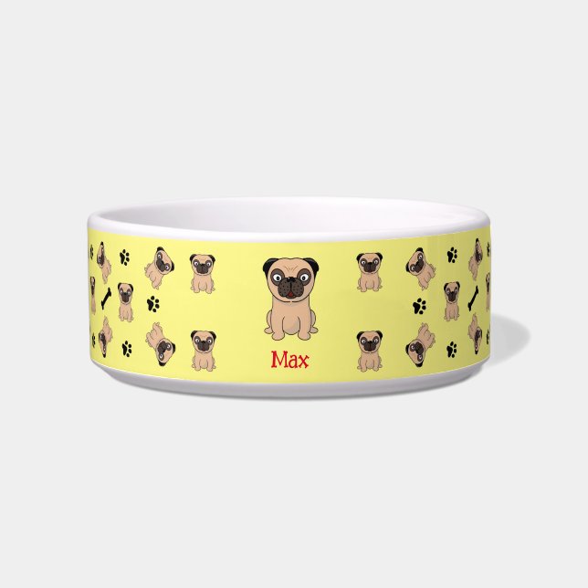 Tigela Pug personalizável (Frente)