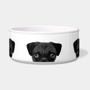 Tigela Pug Refeição de cão cerâmico preto