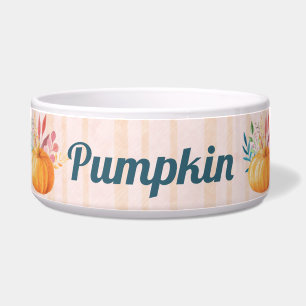 Tigela Pumpkin Laranja em Listras Douradas e Rosa