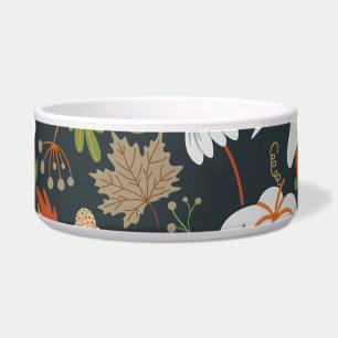 Tigela Pumpkin sem costura padrão floral preto e branco