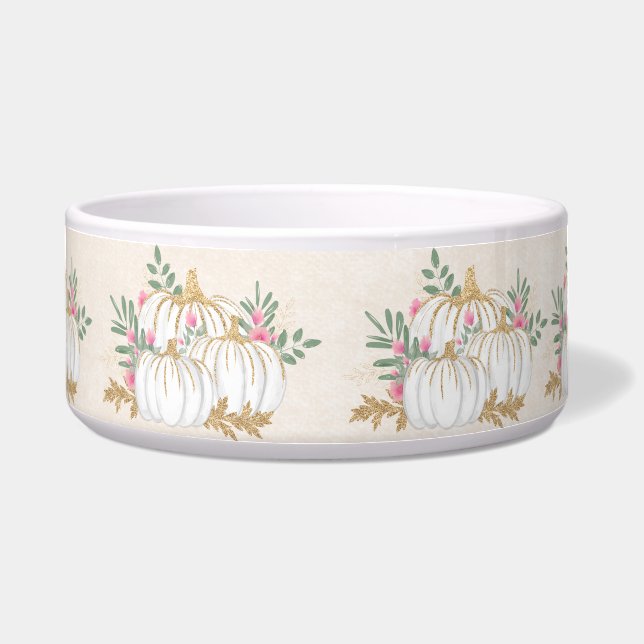 Tigela Pumpkins branco e Dourado Aquarela (Frente)