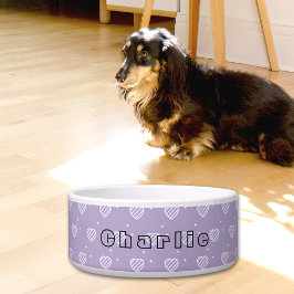 Tigela Purple Hearts Pattern Ceramic Pet Bowl